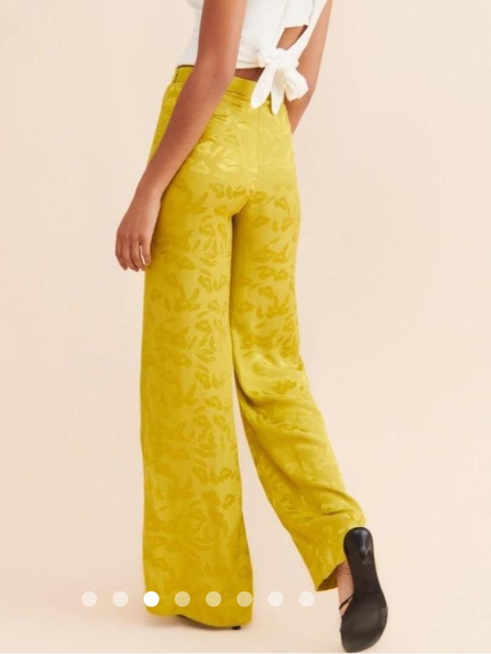 Favorite Daughter Yellow-Green Floral Wide-Leg Trousers